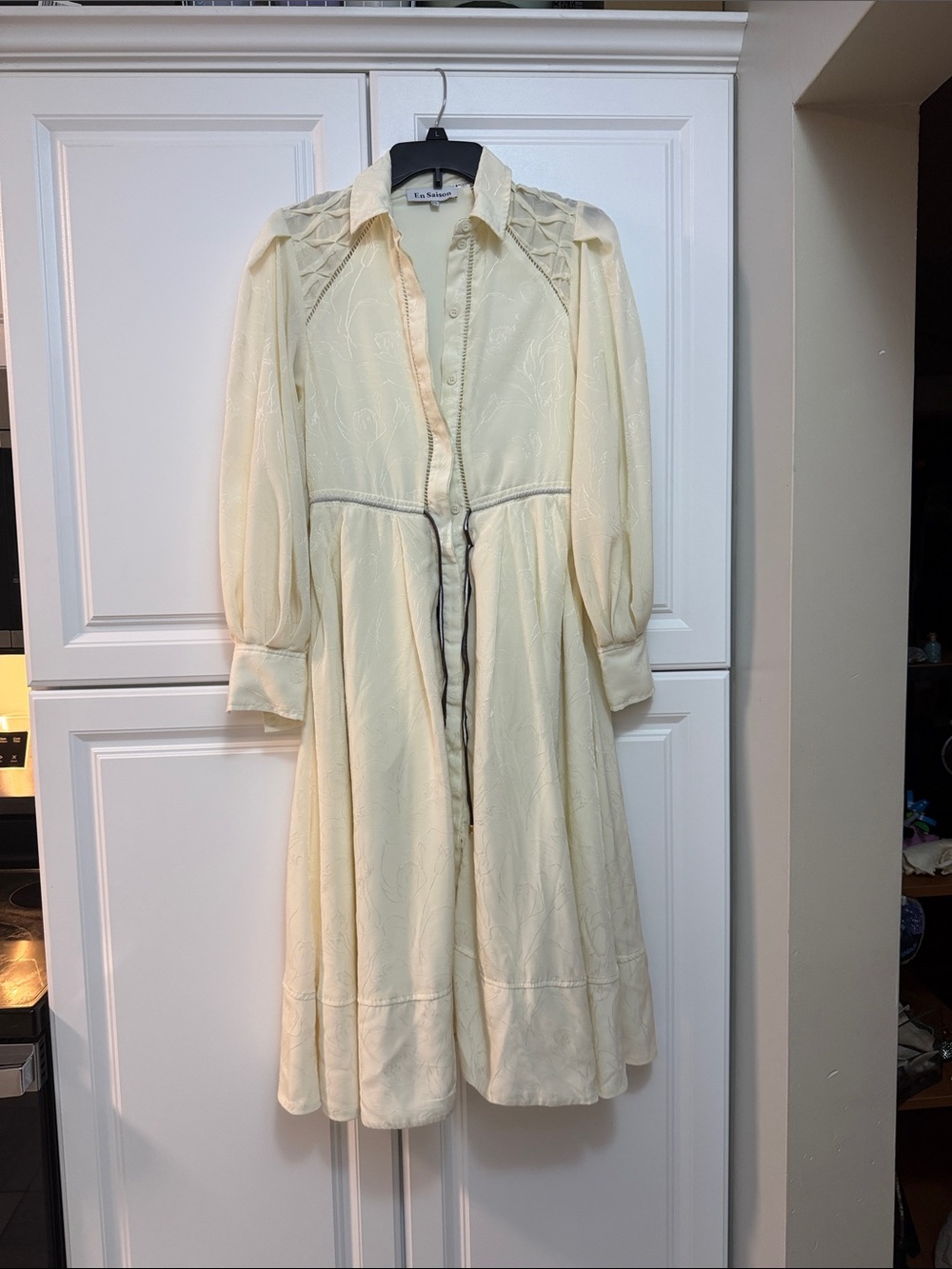 Rebecca Taylor Cream Button-Front Midi Dress